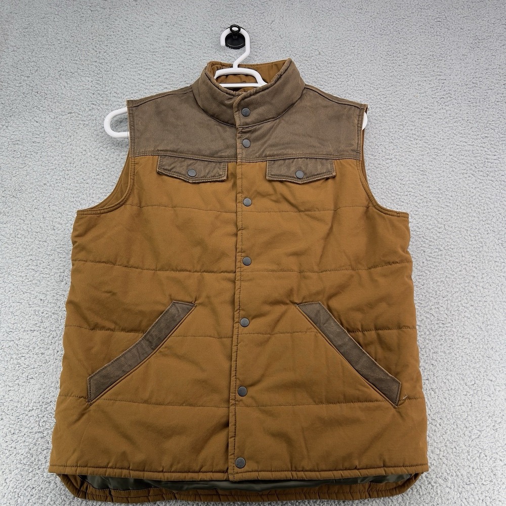 Clear Water Outfitters Puffer Vest Men's Size Large Snap Brown Maple Outdoor